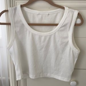 Brandy white high neck cropped tank